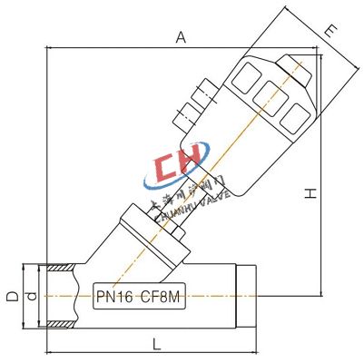 P1焊接氣動角座閥連接尺寸