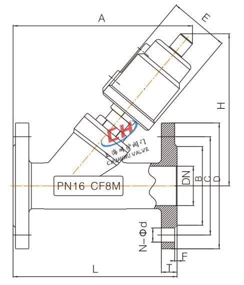 P3法蘭氣動角座閥連接尺寸