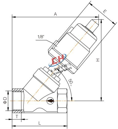 P3內螺紋氣動角座閥連接尺寸