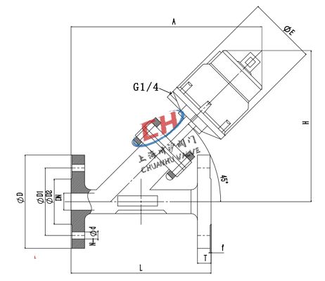 P4氣動調(diào)節(jié)型角座閥連接尺寸